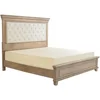 Queen Size Bed Frame with Upholstered Headboard, Solid Wood Mid-Century Platform Bed, Architectural Design, No Box Spring Needed 6