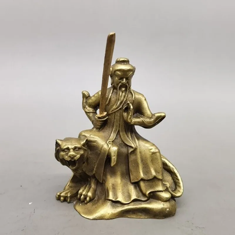 

Antique old brass Wu Caishen home curios, pure copper Wu Caishen small crafts