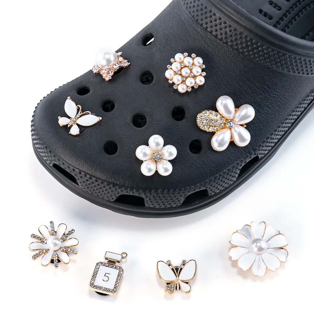 1 Stück rosa Schmetterling Herz Luxus Schuh Charms Tasche Krone Schleife Bling Metall Schuh Dekoration für Frauen Fuchs Edelstein Clog Pin für Mädchen Kinder – Detail 30