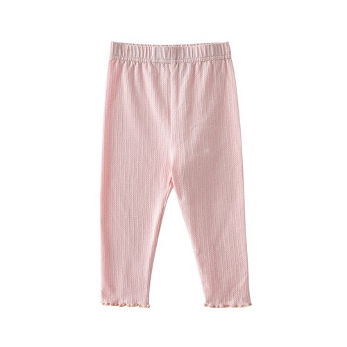 Summer New Children Slim Solid Color Pants Girls Breathable Cotton Elastic Leggings