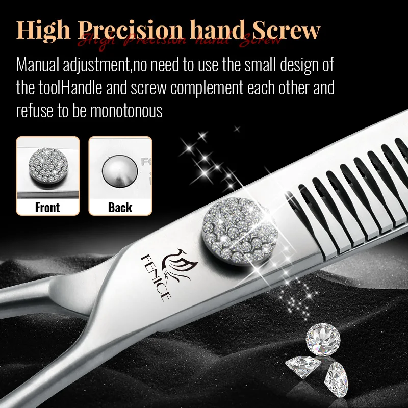 Fenice Professional 7.0/7.5/8 inch JP440C Pet Dog Hair-dressing Grooming Chunker Scissors With Diamond Screw for pet groomers