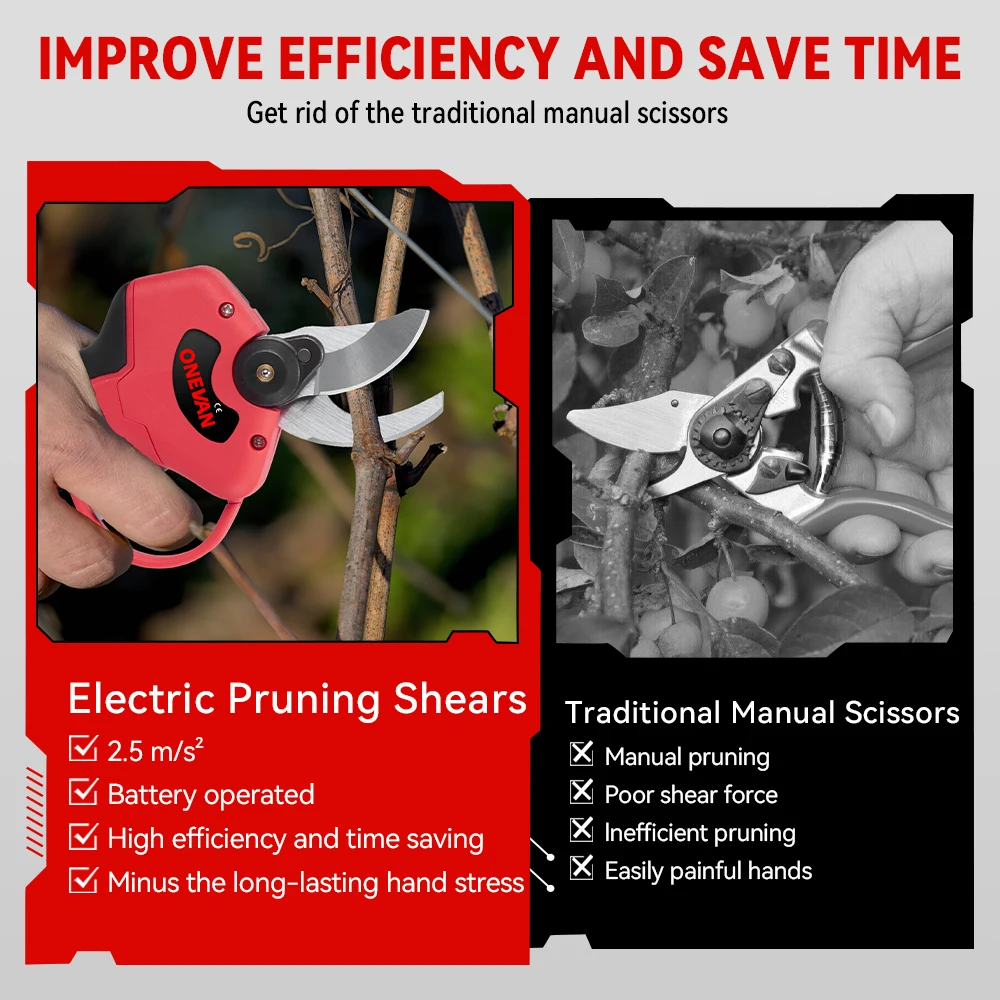 30mm 4 Gears Brushless Electric pruning shears Pruner Shear Cordless Tree Branches Pruning Garden Tool For Makita 18V Battery 5