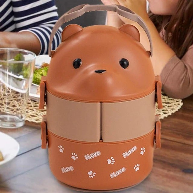 Stackable Bento Box Kids Cute Bear Leakproof Lunch Containers For Hot Food  Vacuum Thermos Lunch Box Thermal Boxes Kitchen Gadget - AliExpress