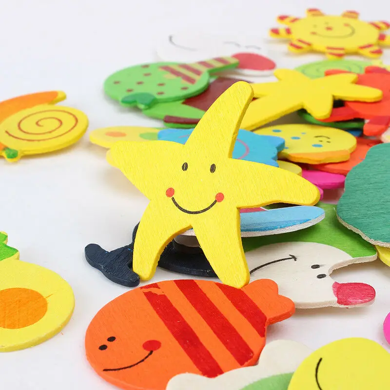12Pcs/Set Baby Cute Wooden Cartoon Animal Fridge Magnets Educational Toys Souvenir Home Decor