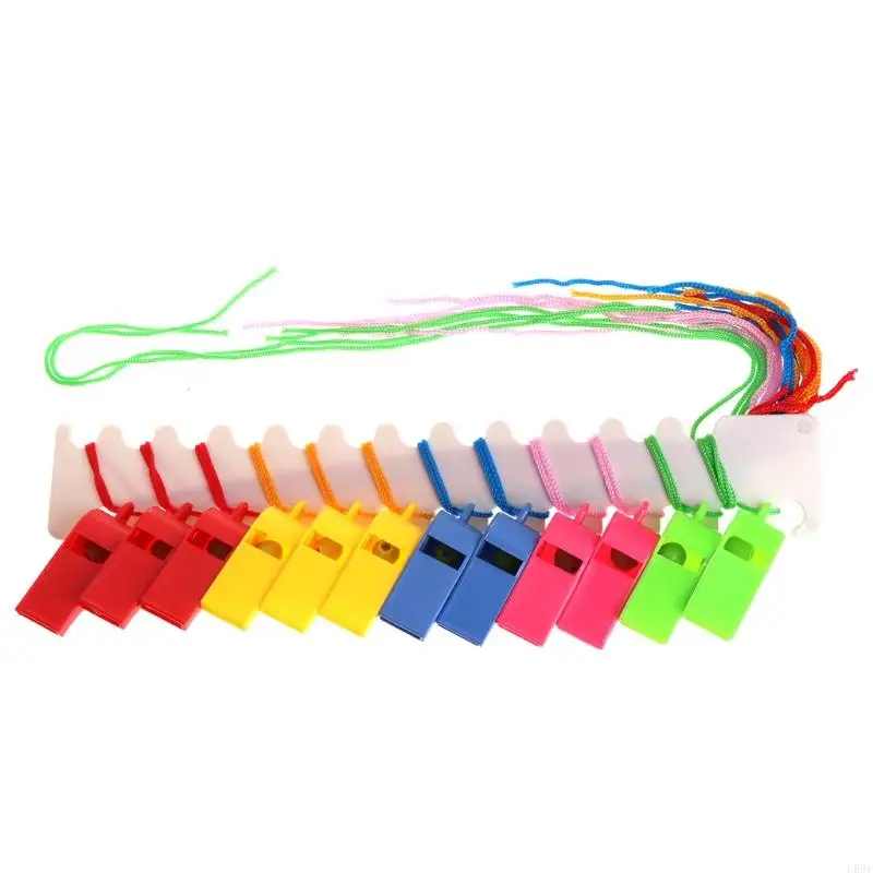 24 Pcs Color Plastic Cheer Sports Basketball Soccer Ball Fans Referee Whistle