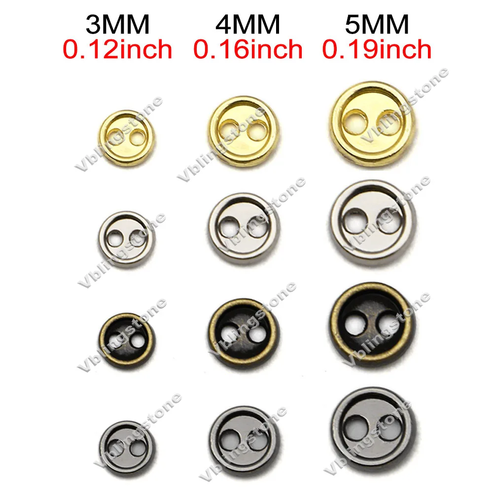 3/4/5mm Metal Buttons 100pcs Mini Buttons for Dolls Clothes 2Holes Sew Button for Needlework Round Buckles Handmade Accessories 3