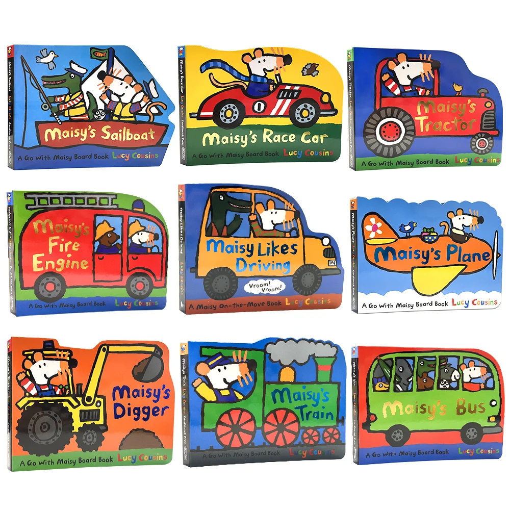 

9 Books Set Maisy Children's Transportation Basic Concepts Book Kids Cartoon Picture Boardbook Learning English Educational Toys