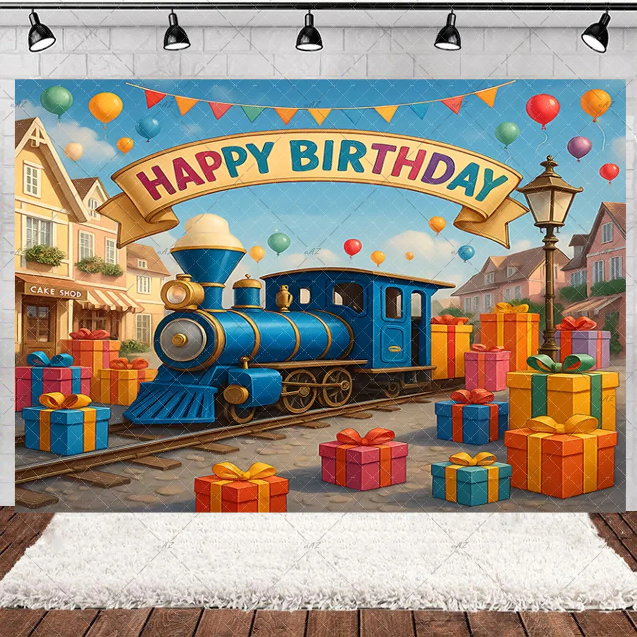 Cartoon Transport Auto Bunte Kleine Zug Thema Hintergrund Kind Geburtstag Party Dekorationen Baby Dusche Liefert Hintergrund – Detail 11
