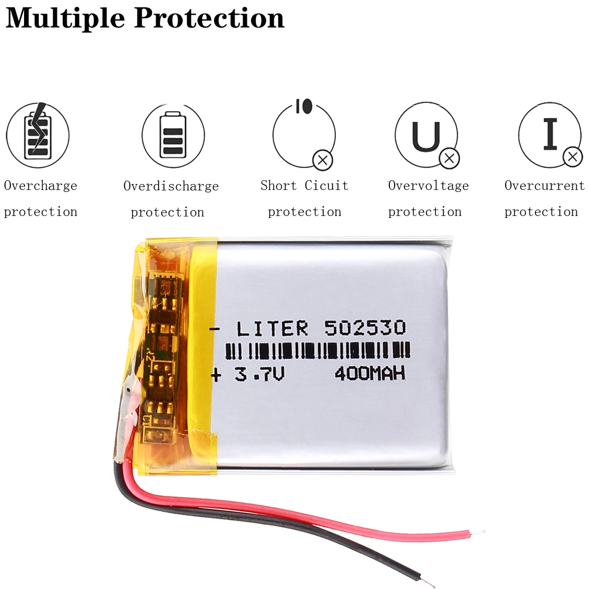3.7V 502530 400 mah lithium-ion polymer battery lithium ion battery CE FCC ROHS certification