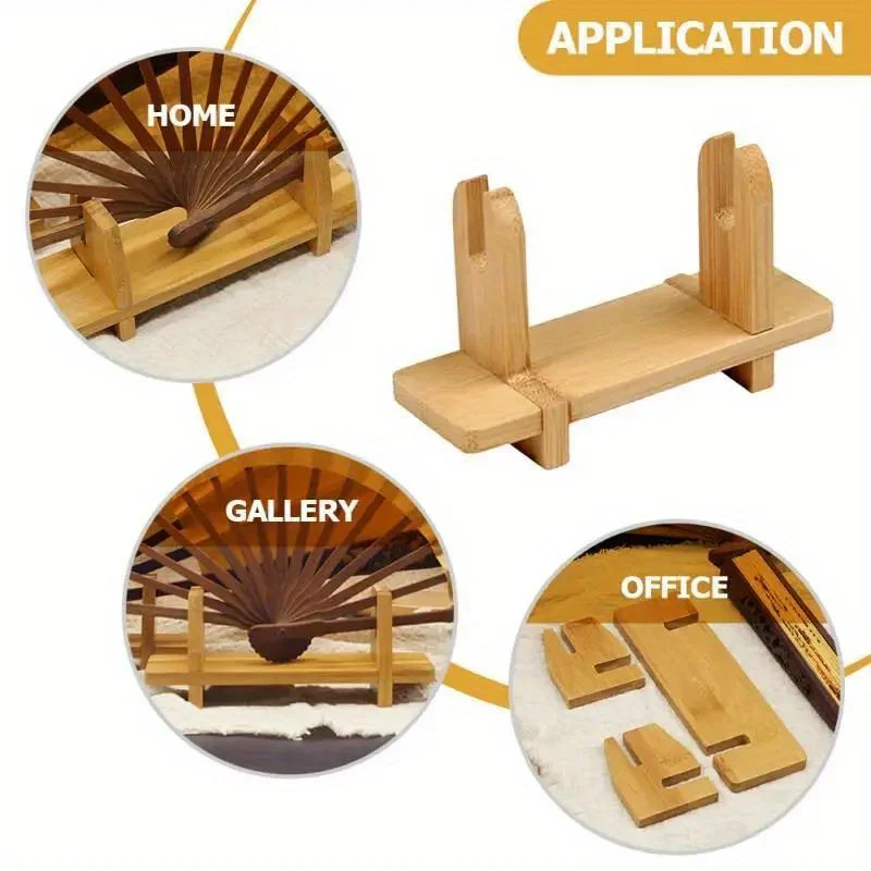 1PC Chinese Traditional Fan Frame Removable Fan Stand Solid Wood Display Stand