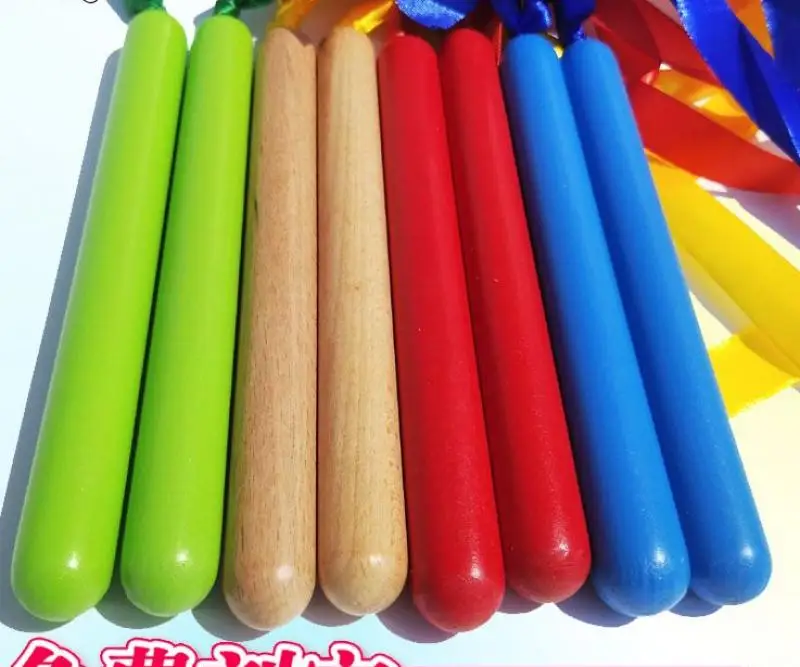 1 Pair Children Beech Rhythm Stick Orff Percussion Instrument Kindergarten Performance Rhythm Stick Music Teaching Aids