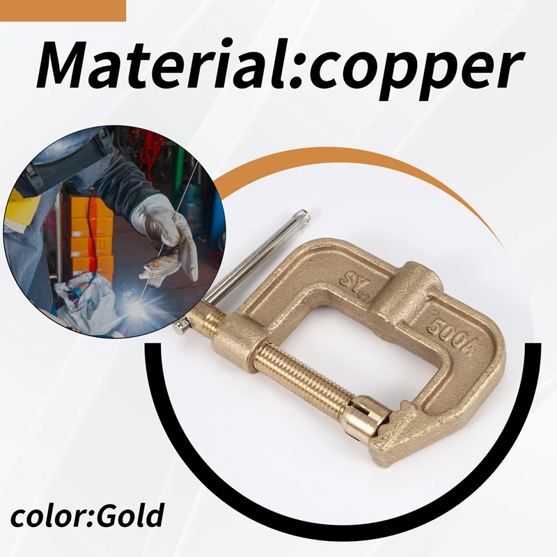 ABYO Welding Ground Clamp, 500A Current G-Type Solid Brass Ground Clamp, 43Mm Jaw Width For Tig Mig MMA Welders
