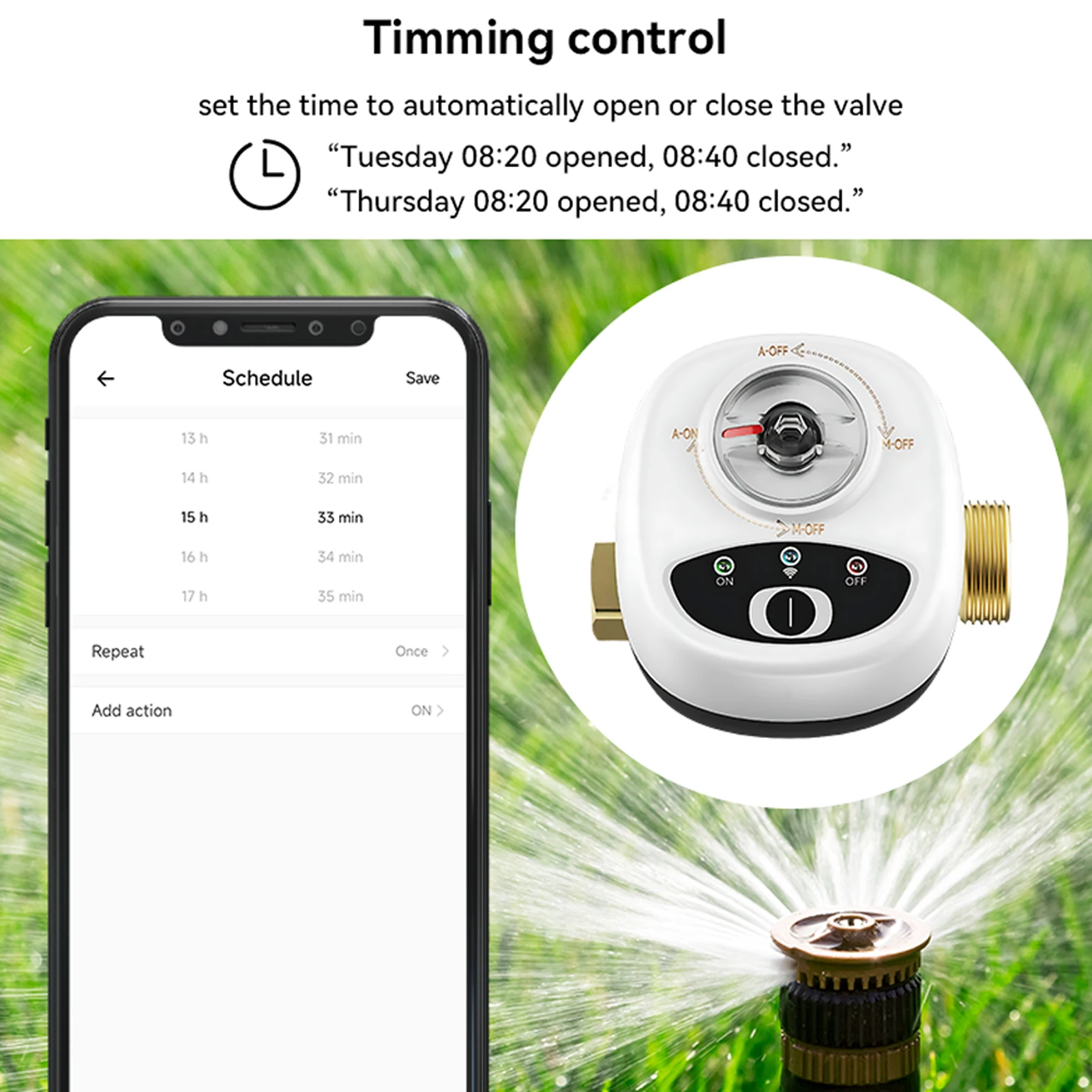 Watervalve Automatic Switch Intelligent Ballvalve IP65 Waterproof Rating Wireless Remote APP Control Compatible Alexa Google
