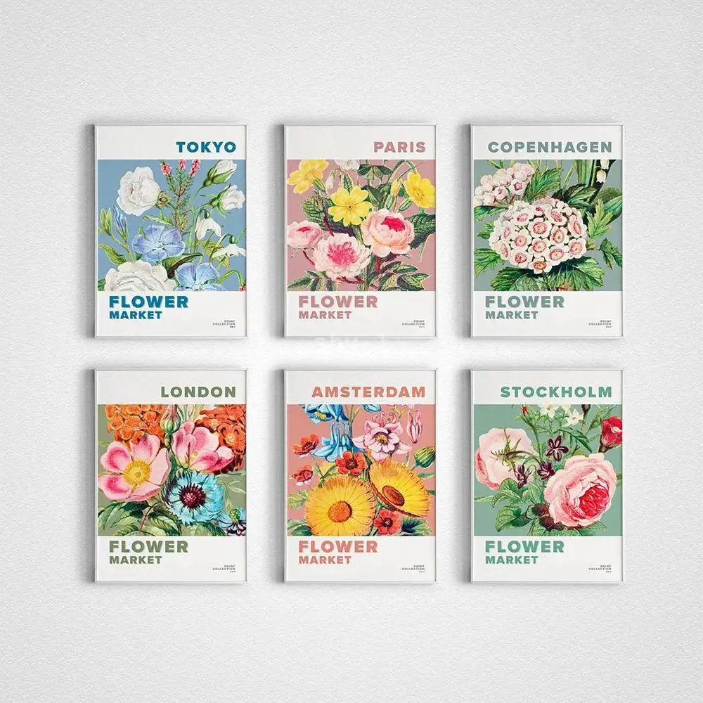 

Скандинавский цветочный рынок, холст, настенное искусство, флорист, растения, плакаты, принты для декора гостиной