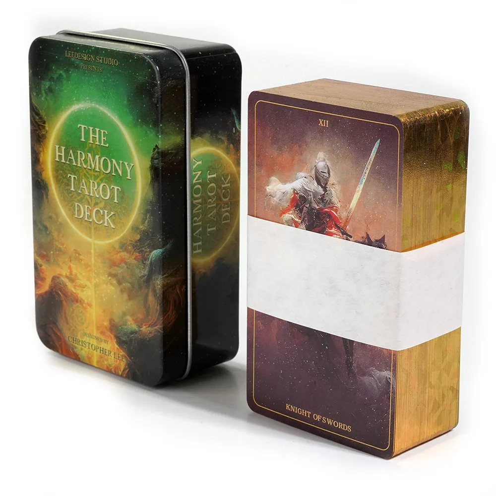 

10.3x6cm Harmony Tarot In A Tin with Gilded Edges 78 Pcs Cards Tarot Deck with Guidebook for Beginners