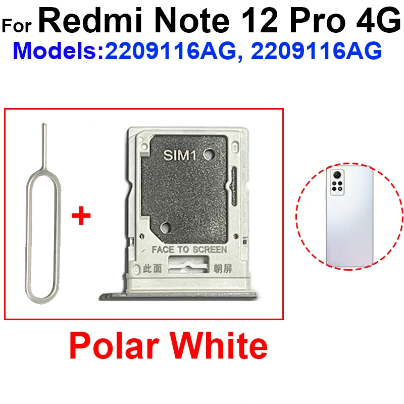 Tiroir SIM Pour Xiaomi Redmi Note 12 Pro 5G - Noir, Compatible, Neuf Sous Blister