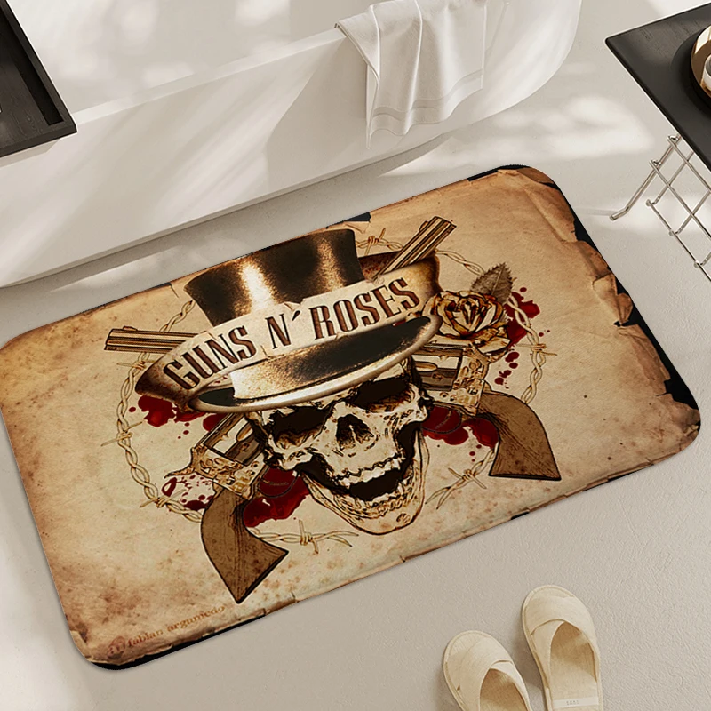 

Bathroom Rug G-Guns N' Roses Non-slip Foot Mat Kitchen Carpet for Bedroom Flannel Funny Doormat Entrance Door Home Decorations