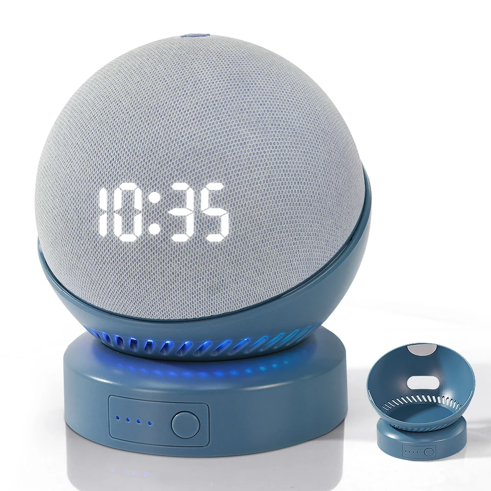 EchoDot 本体andバッテリーベース ワイヤレスポータブルステレオ化セット Echo-ポータブルワイヤレススピーカー,5つのバッテリーベースと