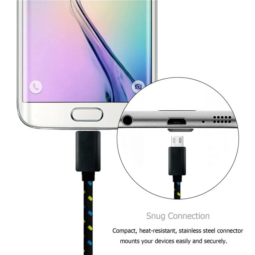 Nylon Braided Micro USB Cable Data Sync USB Charger Cable For Samsung Huawei Xiaomi HTC Android Phone USB Micro Cables 1m/2m/3m