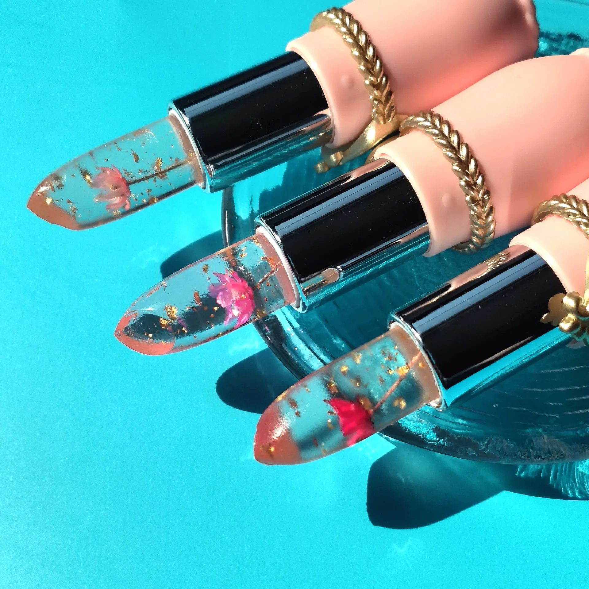 卸売 24 個リップクリームセット花ゼリー変色口紅長期的な保湿ゼリー