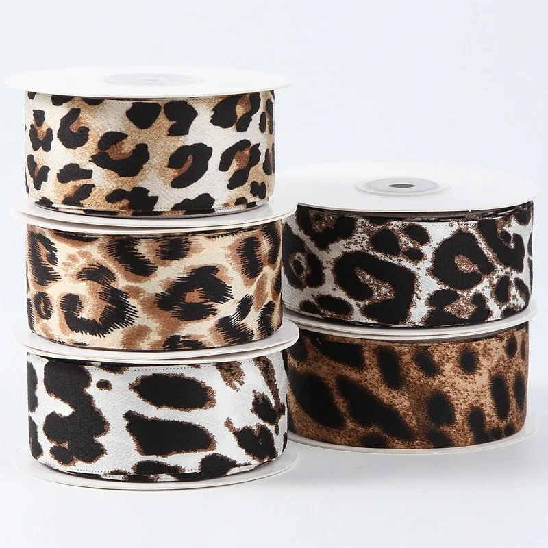 38mm 25mm Satin Silky Leopard Print Ribbon Handmade Crafts Materials Hair Bow Making Clip Gift Wrapping Clothing Accessory satin ribbons ribbon decoration ribbon supplies wrapping ribbon satin ribbon