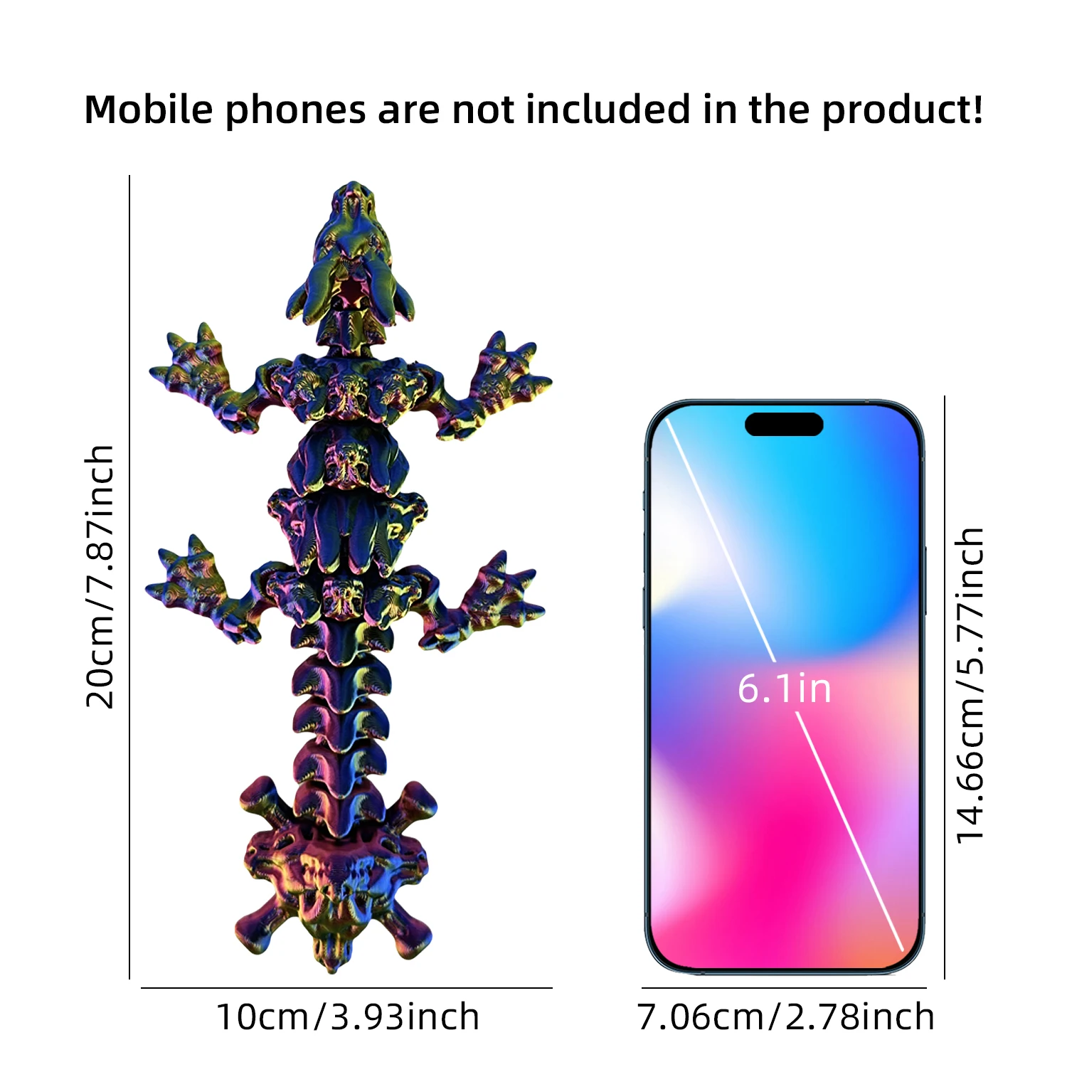 3D gemstone dragon colorful decoration can swing multi head dragon creative figurine trendy play 2