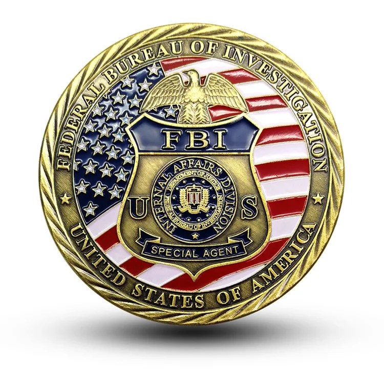 Commemorative Coin United States Federal Bureau of Investigation Souvenir Gold Plated Collection ST. Micheal