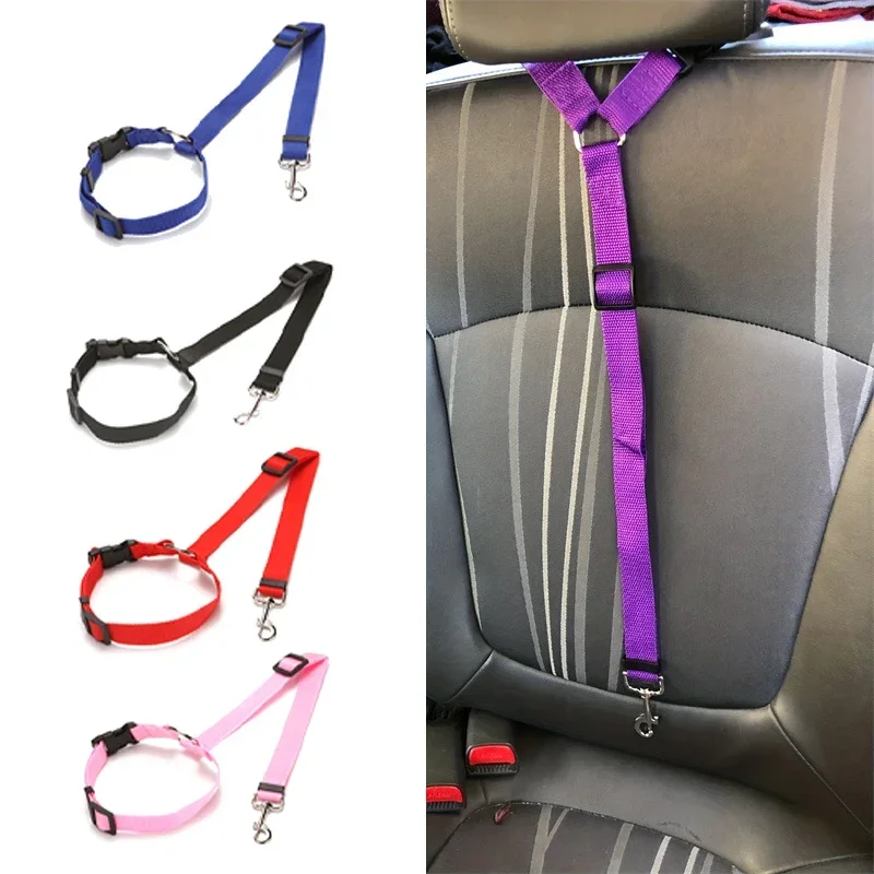 

Solid Two-in-one Pet Car Seat Belt Lead Leash BackSeat Safety Belt Adjustable Harness for Kitten Dogs Collar Pet Accessories New