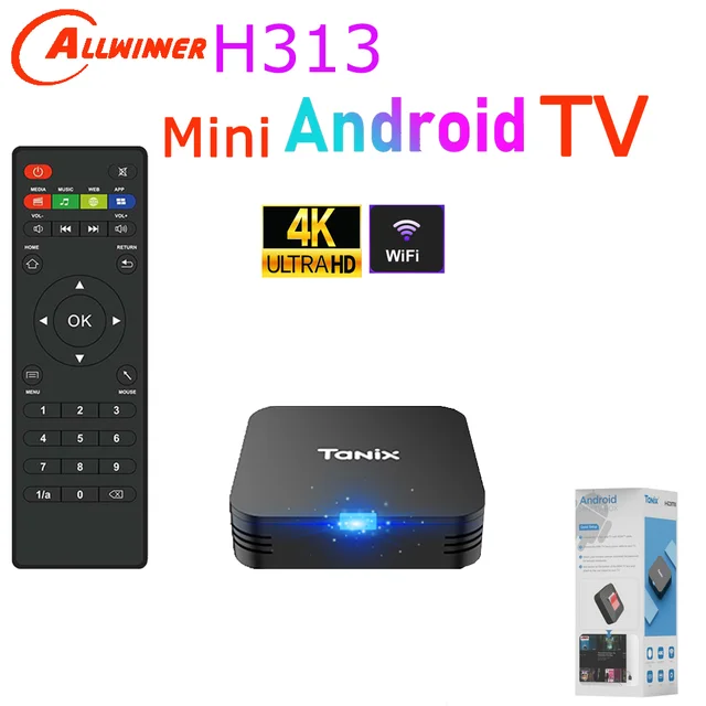Tanix TX1 Android TV Box Allwinner H313 2,4G Wi-Fi RAM 1 ГБ 2 ГБ ПЗУ 8 ГБ 16 ГБ Мощность от DC 5 В 2A Мини-медиаплеер Smart TV BOX