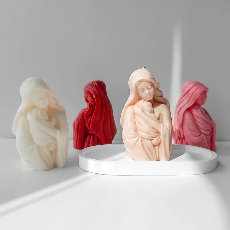 Stampo In Silicone Per Sapone E Candele Mother Hug - Forma Madonna Con Bambino 3D Per Fai Da Te, Gesso E Resina
