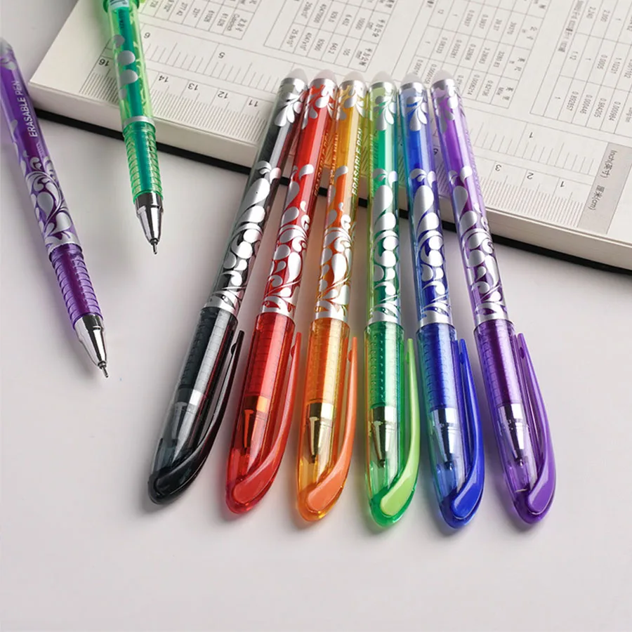 36pcs/set 6 Colors Neutral Erasable Pen,Blue/black/red/green/orange/purple Ink Writing Gel Pens Washable HandleSchool Stationery