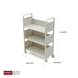 Miniature Trolley Dining Cart with Wheels - Dollhouse Furniture Display Shelf Decor Toy (Gray)