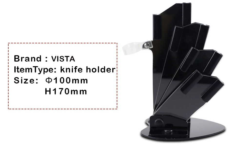 Description Picture 3 of itemacrylic Black knife holder for 3" 4" 5" 6" knife + peeler knife blocks stand for ceramic knife set kitchen accessory