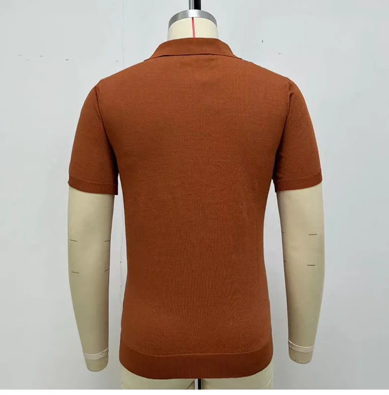 2025 Spring Summer Men's Short Sleeve Polo Shirt Knitted Slim Business Cardigan Shirt Streetwear Casual Tops Camisa Masculina 24 S3eb5b7a320c54644907938e6e739efb8F