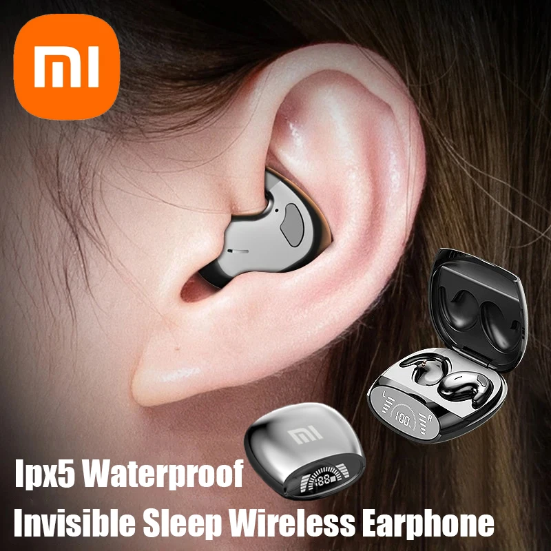 Invisible Sleep Wireless Earphone, Ipx5 Waterproof Bluetooth Earbuds, Lightweight Sleep Headphones Bluetooth 5.3, Painless Invisible Sleep Earphones For Sensitive Sleeper, Long Battery Life (black