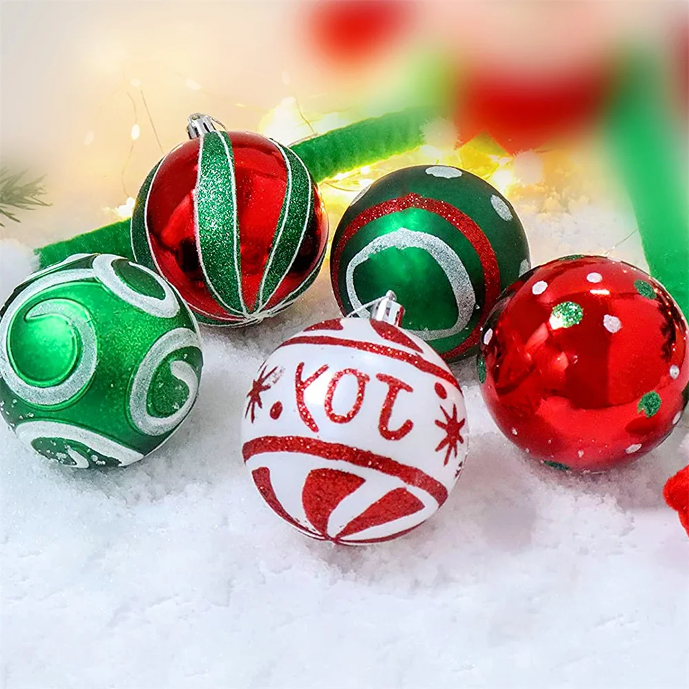 

6Pcs Painted Christmas Balls Ornament Xmas Tree Hanging Pendant Navidad Noel Room Decor New Year DIY Decor Supplies