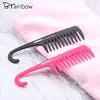 Brainbow 1pc Plastic Hair Brush Wide Tooth Comb with Hanger Anti-Static Large Wide Comb for Straight Wavy Hair Care Styling Tool 1