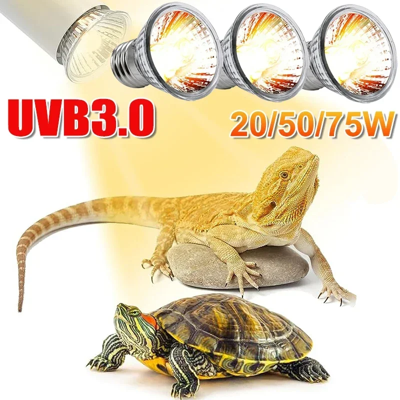 25/50/75W UVB Reptile Lamp Bulb Tortoise Basking UV E27 Bulbs