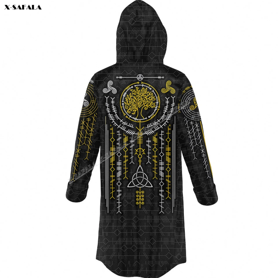 

Ogham Viking Tattoo 3D Printed Cloak Thick Winter Warm Hooded Blanket Coat Fleece Men Female Jacket Outdoor