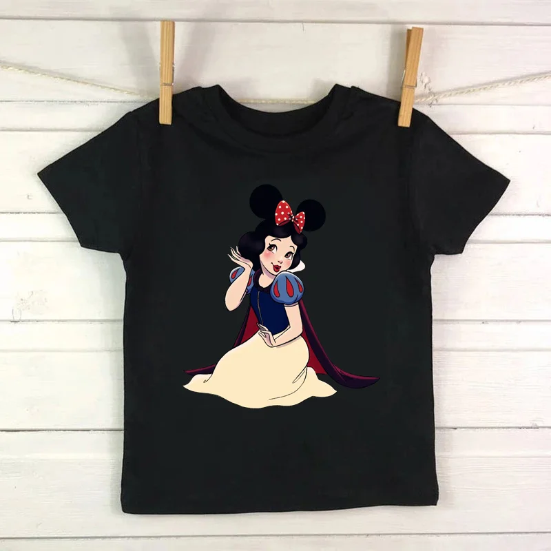 Disney Children T shirt Snow White Print Princess Girl Clothes Baby Soft Fabric Tees Casual O