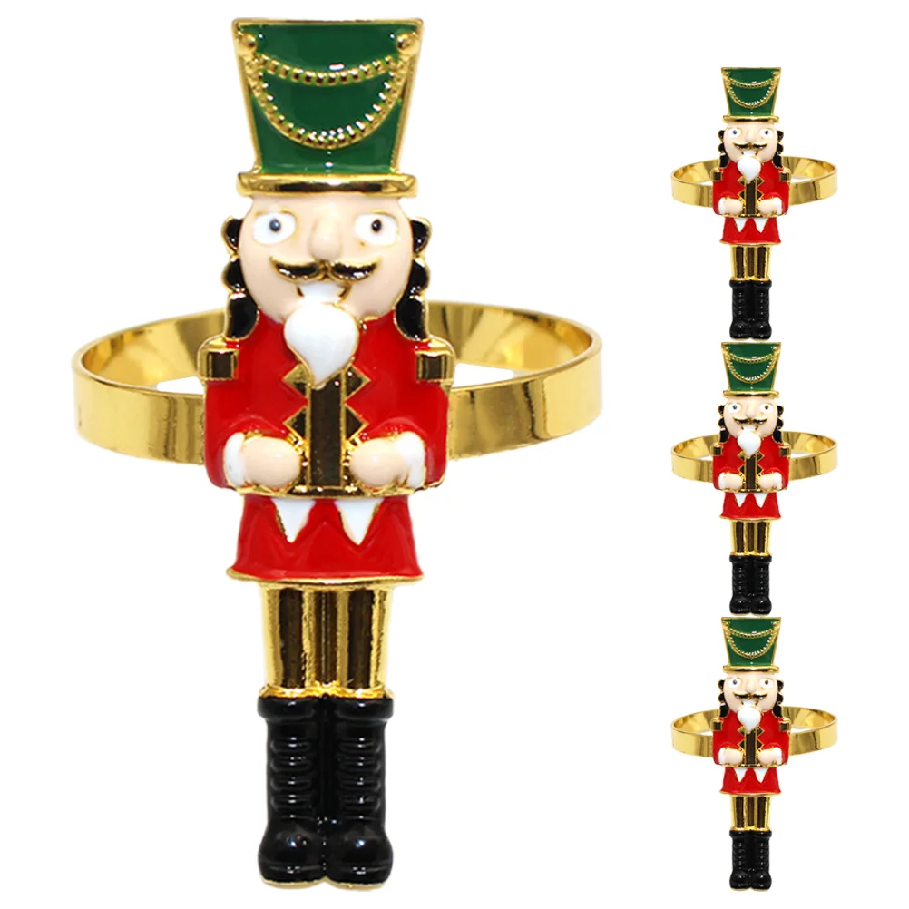 

Christmas Nutcracker Soldier Napkin Ring Serviette Holders Napkin Buckles New Year Wedding Banquet Party Table Decoration