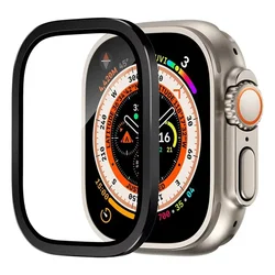Premium Tempered Glass Screen Protector with Titanium Frame for Apple Watch Ultra 49mm - Anti - Scratch Film (Black)