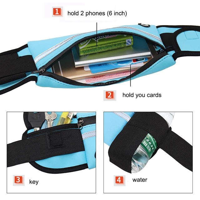 Running Belt Waist Bag Sports Fanny Pack with Water Bottle Holder Women Men Hydration Phone Holder Pouch Banana Bag 2