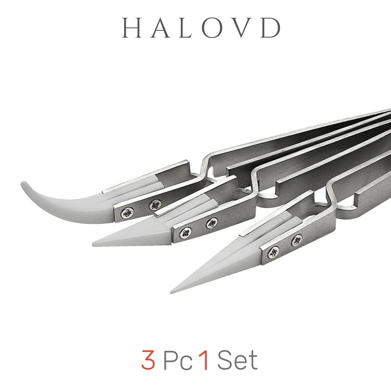 Precision Tweezers Soldering Tweezers Ceramic Tweezers 3PCS Straight Aimed Ceramic Tweezers Electronics Soldering Stainless Steel Handle