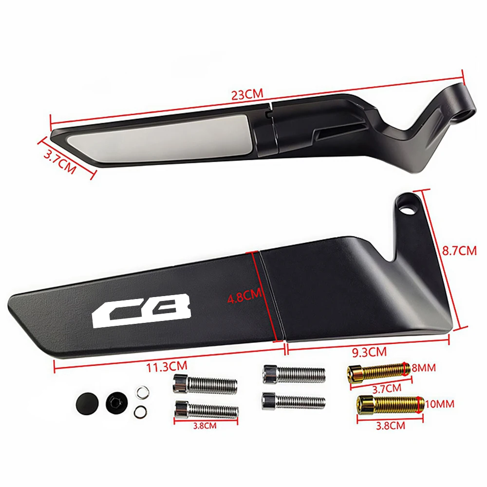 혼다 CB125F CB500 CB190r CB1300 CB1000 CB1000R CB500F CB300F CB599 CB600F용 오토바이 스텔스 윙렛 조절식 미러