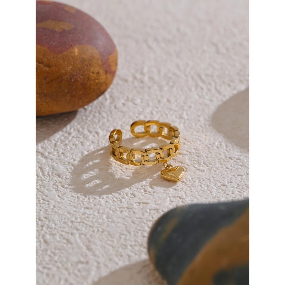 Yhpup Metal Chain Drop Golden Ring for Women
