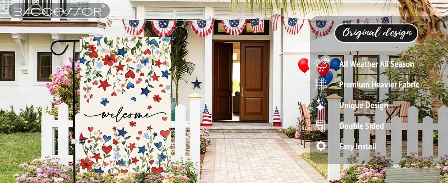 Baccessor Patriotic 4th of July Garden Flag 12.5 x 18 Inch