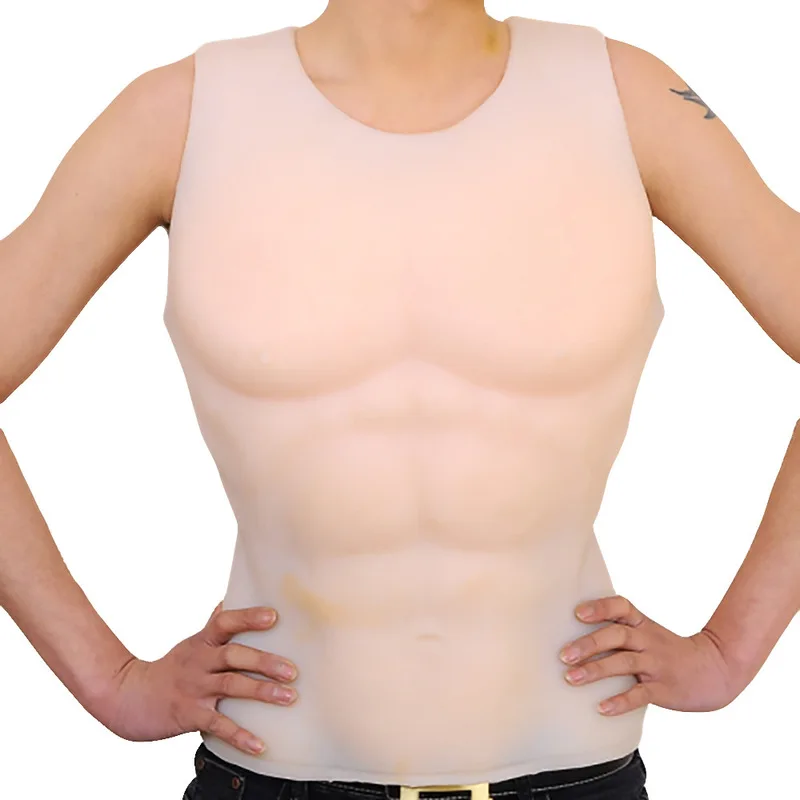 7800g Artificial Silicone Fake Pectoralis Vest Realistic Abdominal Muscle Boxing Belly Simulation Waist Shaper Sexy Bodysuit