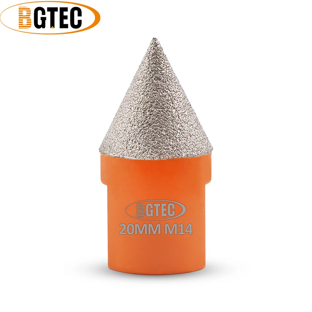 BGTEC 1pc M14 20mm Diamond Milling Bits Grinding Granite Marble Tile Porcelain Quartz Polishing Hole Saw Diamond Chamfer Bits 1pc diamond finger bits m14 thread milling bit chamfering edge holes polishing tile ceramic porcelain cutter enlargeing holes