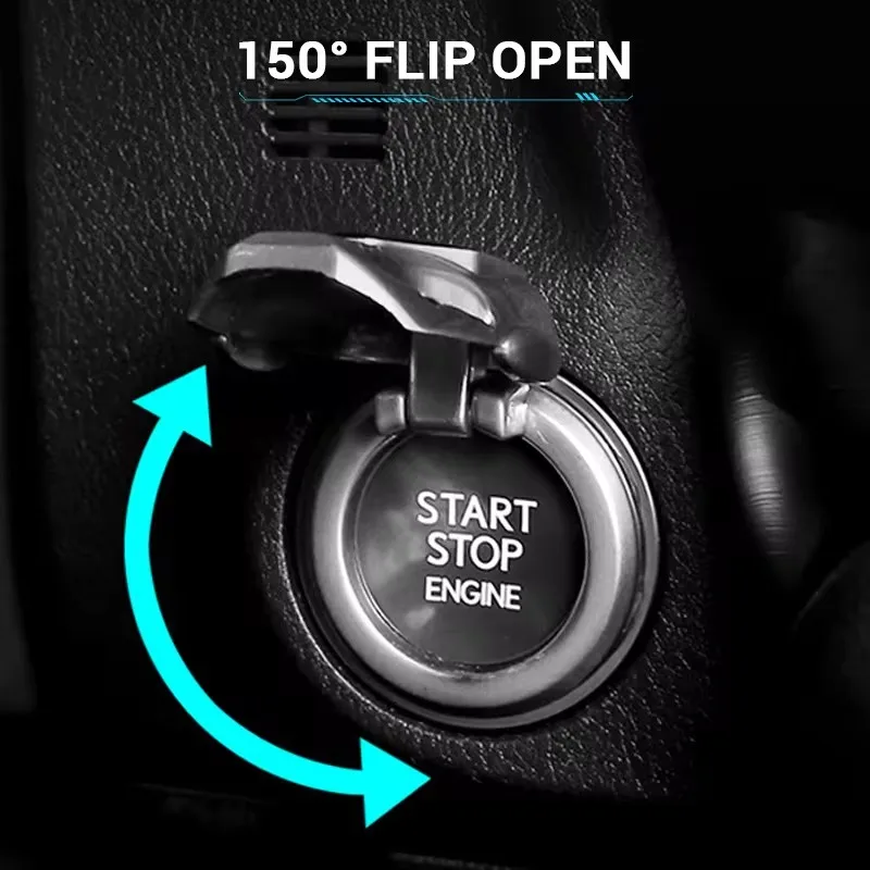 One-Key Start Button Protection Cover Wear-resistant Flip-Top Design Zinc Alloy Car Engine Start Stop Decorative Button Cover car start button cover
